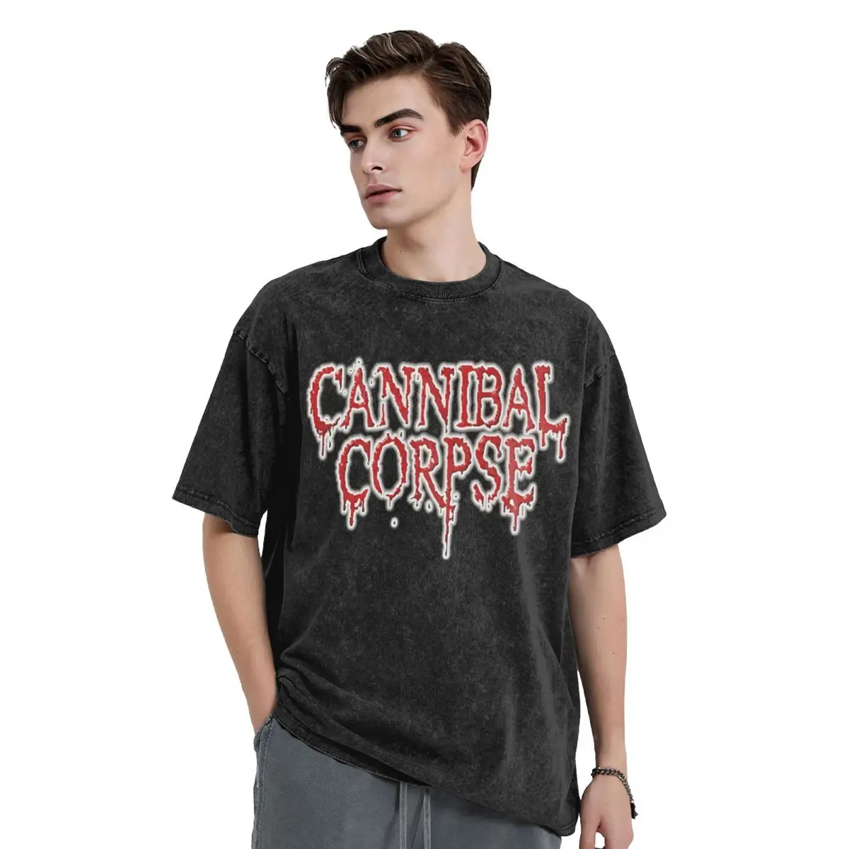 Washed T Shirt Cannibal Corpse Music Band T-Shirts Harajuku Streetwear Short Sleeve Graphic Printed Tees for Men Women Tops