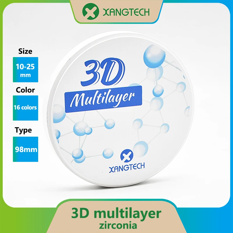 

XANGTCH Dental Zirconia Blocks 3D SST Multilayer Zirconium Discs 98mm A1 A2 A3 for Cad Cam System