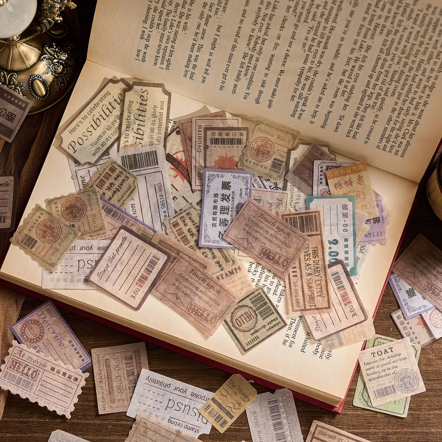 Material Sticker Pack, Old Photo Album Series, Handbook Mobile Phone Case Decoration DIY Material Stickers 40 Sheets