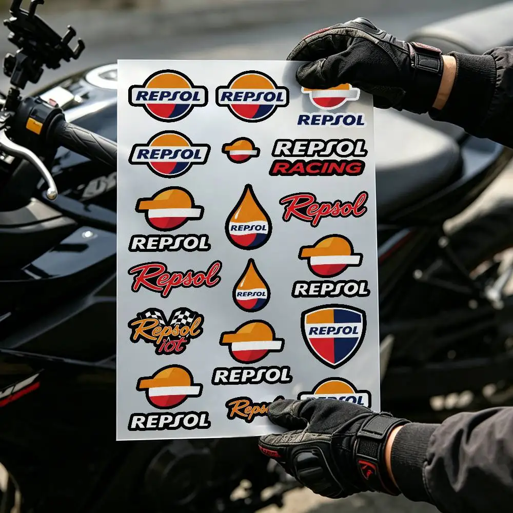 For REPSOL Motorcycle Reflective Decal Safety Sticker for Helmet Car Bike Durable Self-Adhesive  Gift for Rider