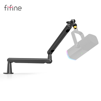 FIFINE Adjustable Low-profile Arm Microphone Stand with Cable Managment/Desk Mount, Suspension Boom for K688 Ampligame AM8-BM88