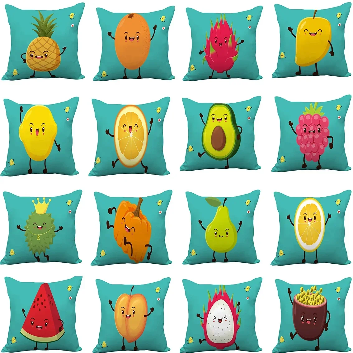 

45x45cm Throw Pillow Cover Summer Fruit Print Cushion Cover for Home Sofa Cushion Cover