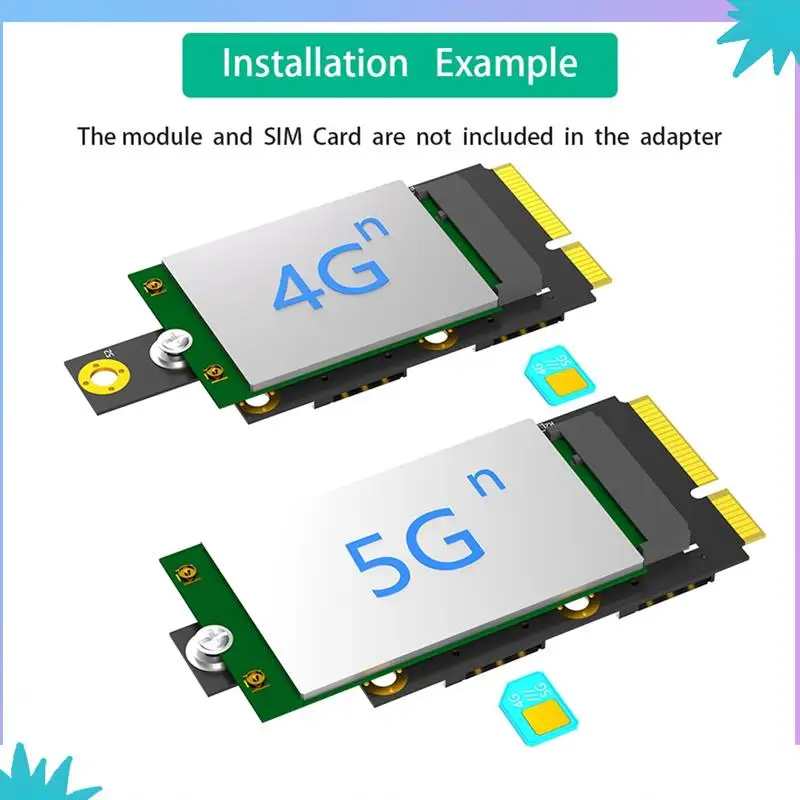 

Адаптер ABZW Mini M.2 Key B к PCI-E с двумя слотами для SIM-карты NANO для модуля 3G/4G/5G, простой в использовании