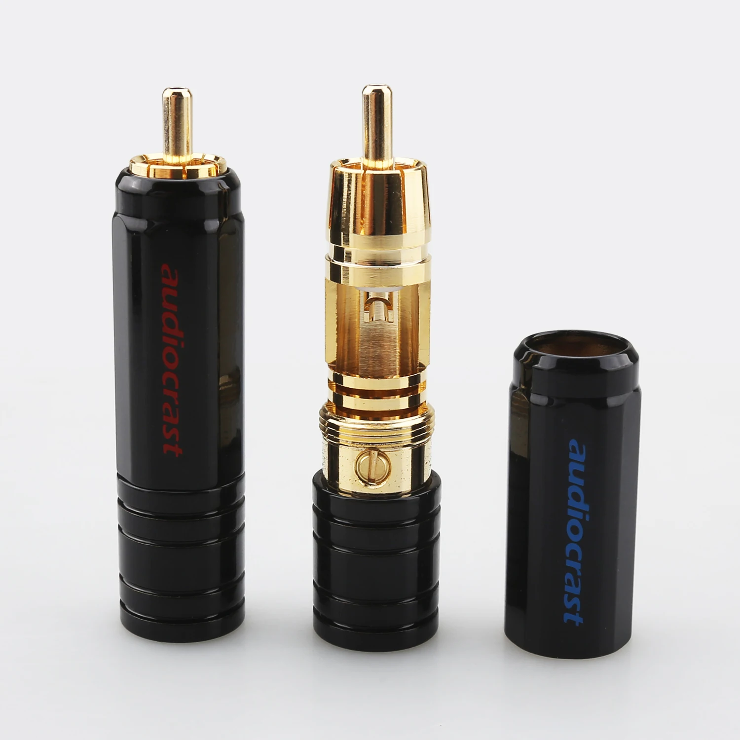 24K Gold Plated RCA Plug Self Locking Jack HiFi Audio Connector for DIY Interconnect Cable Amplifier DAC Turntable