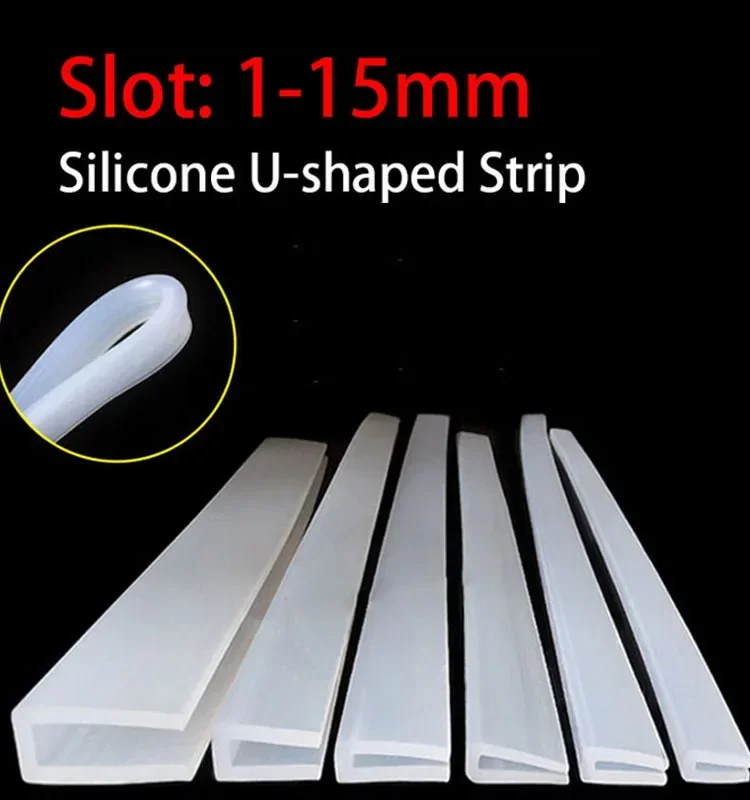 Silicone Rubber U-Shape Sealing Strip U Channel Edging Trim Glazing Weather Strip Trim Seal Slot 1mm-15mm  Length 1/3/5/10Meter