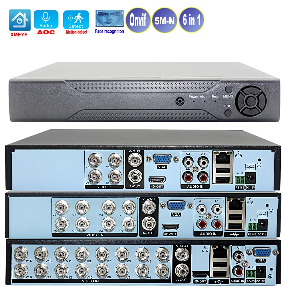 Xmeye Smart Dvr Nvr 4/8/16 Channels 5MP-N 1080P Video Surveillance Recorder Audio Over Coaxial Motion Detect For CCTV Cameras