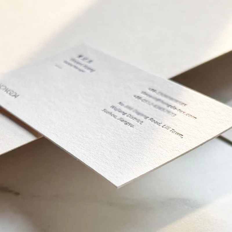 200pcs Personalized Cotton Paper High Grade Letterpress Cards Business Cards Foil Embossing Colorless Debossing Cards 3D Logo