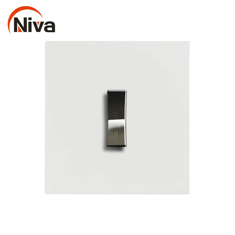 

Niva luxury toggle wall switches stainless steel white panel light switch 110-250V 1 Gang 2 Way Universal home sockets