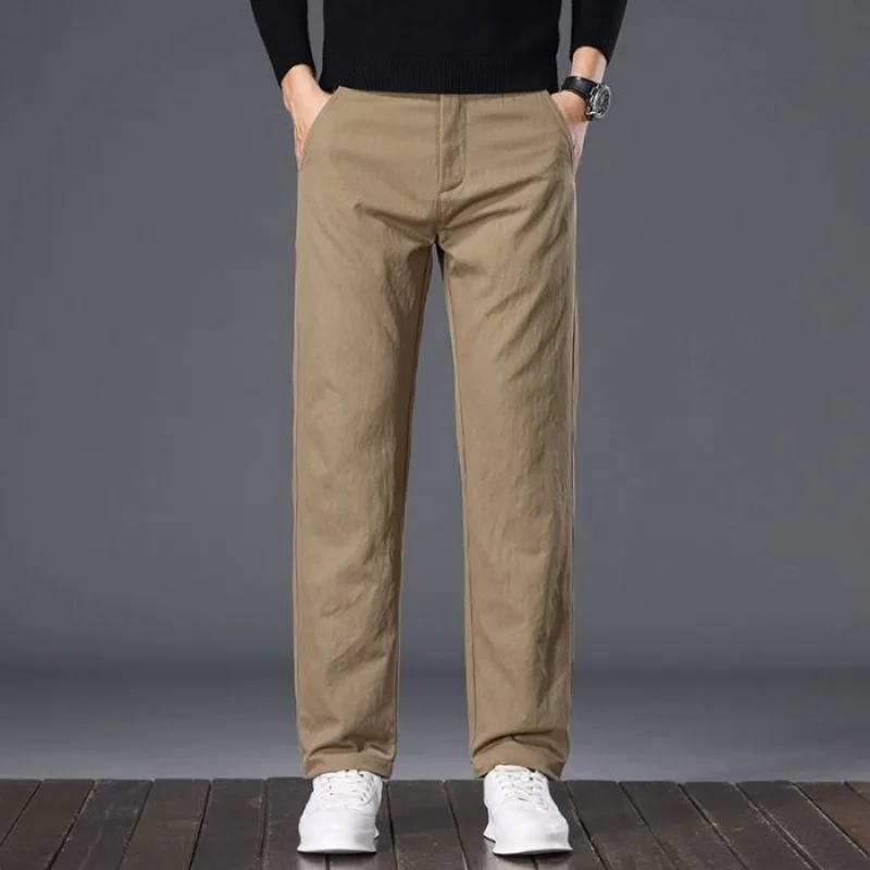 ربيع الخريف نمط جديد فضفاض مستقيم مطاطا رجال الأعمال سراويل تقليدية شعبية سراويل الصيف مريحة متعددة الاستخدامات #3
