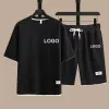 

Customized Printed T-shirts Short Pants 2-Piece Suit Men Summer Fashion Short Sleeve Tracksuit Set Shorts Streetwear Tee Tops