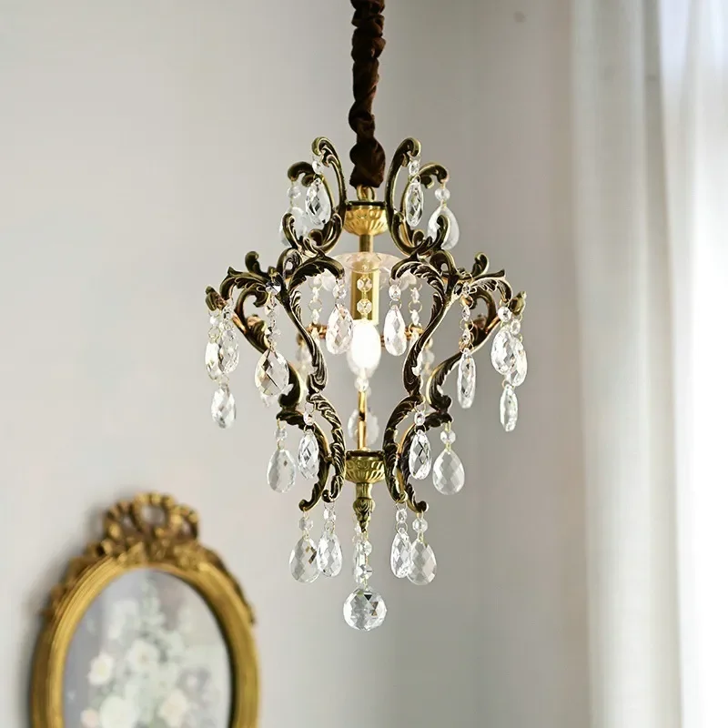 Vintage French Style Copper Chandelier for Dining Room Living Room Entryway American Country Ceiling Light Fixture Home Decor