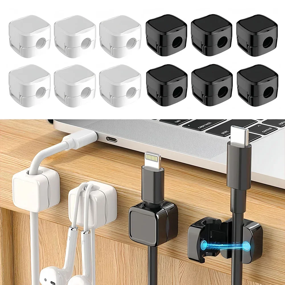 6Pcs Magnetic Cable Clip Charging Cable Holder Adhesive Wire Keeper Cord Cable Organizer for Home Office Under Desk Management