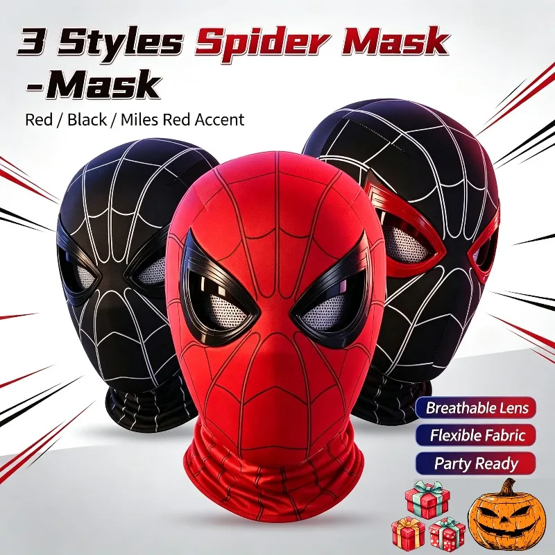 In Stock Miles Spider-Man 1:1 Scale Electronic Mask With Moving Glowing Eyes Ring Control Cosplay Toy Gift For Boys Gift