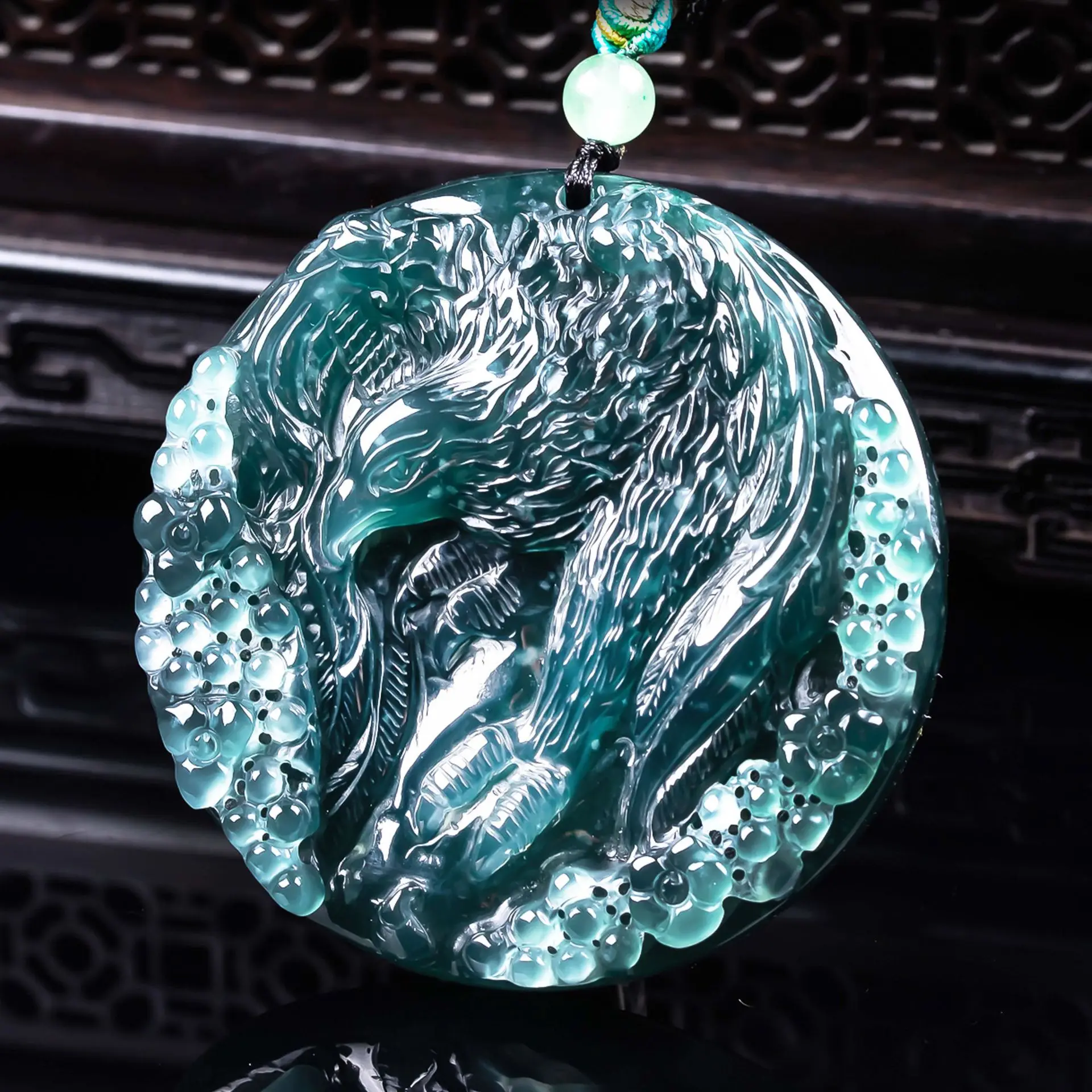 

Natural Myanmar Jadeite Eagle Pendant Necklace Designer Real Jade Charm Jewelry Gemstone Carved Amulet Luxury Gifts for Women