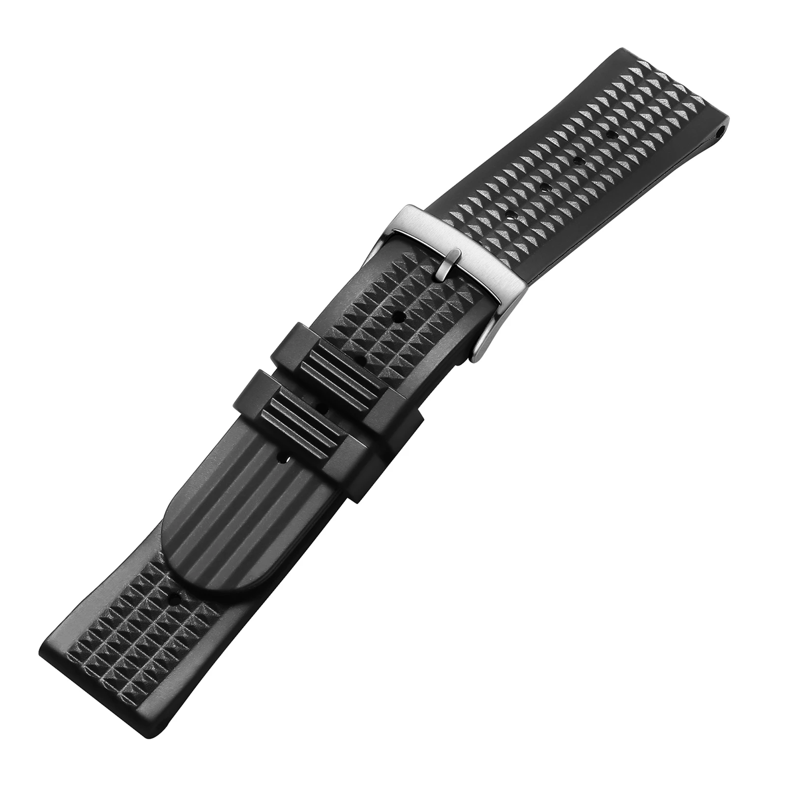 ADDIESDIVE Diver\'s Soft Rubber Waffle Strap Universal 20mm Black Rubber Sports Watchband for Analog Watches Waterproof Bracelet