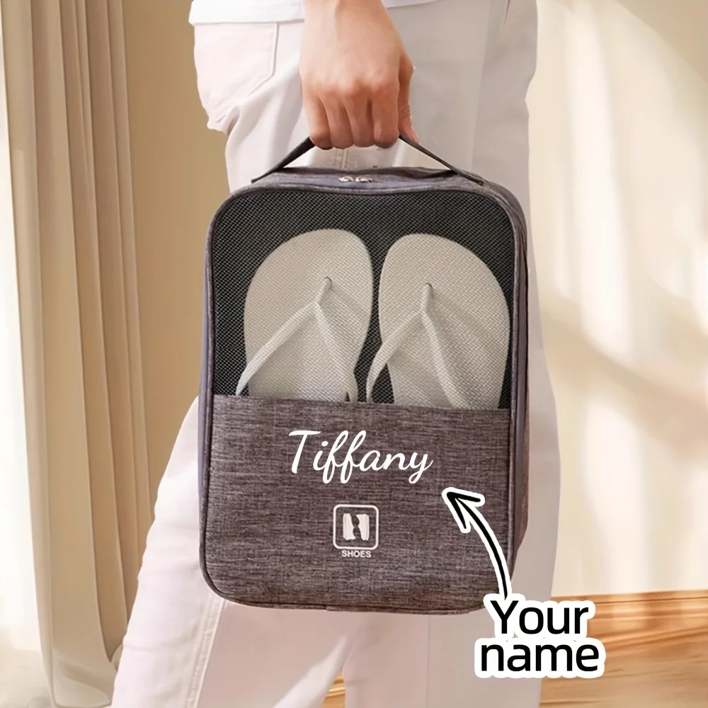 Personalized Custom Logo Double Layer Travel Shoe Bag Large Capacity Sneaker Storage Organizer Portable Luggage Packing Bag