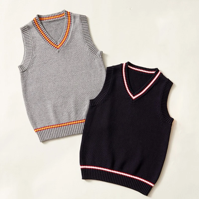 

College Style Knitted Vest Spring and Autumn Fashion New All-match Casual Simple Knitted Sweater Vest