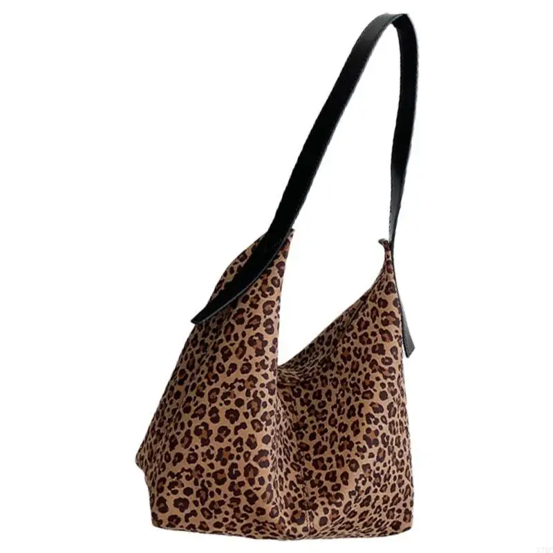 

X7XC Spacious Leopard Slouchy Bag Shoulder Handbag For Women Casual Armpit Bag For Work School And Travel Essential