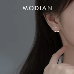 Modian Two Type Minimalism Line Earrings Real 925 Sterling Silver Stud Earrings Black Punk For Women Wholesale Jewelry Gifts