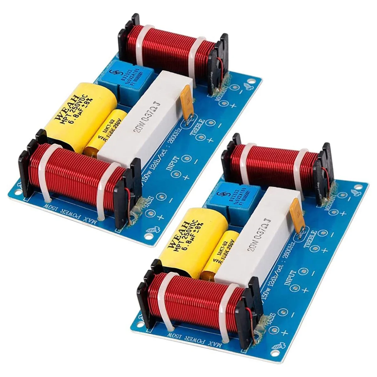 

2Pcs 120W Speaker Crossover 3 Way Audio Frequency Divider Loudspeaker WEAH-338 3 Unit Crossover Filters for Speakers