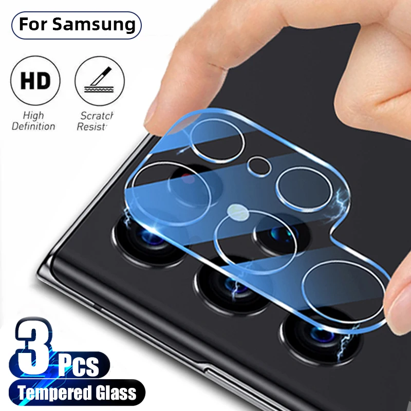 

3 шт. закаленное стекло для камеры Samsung Galaxy S23 S22 S21 S20 Ultra Plus FE A53 A52 A12 A73 A54 Защита объектива