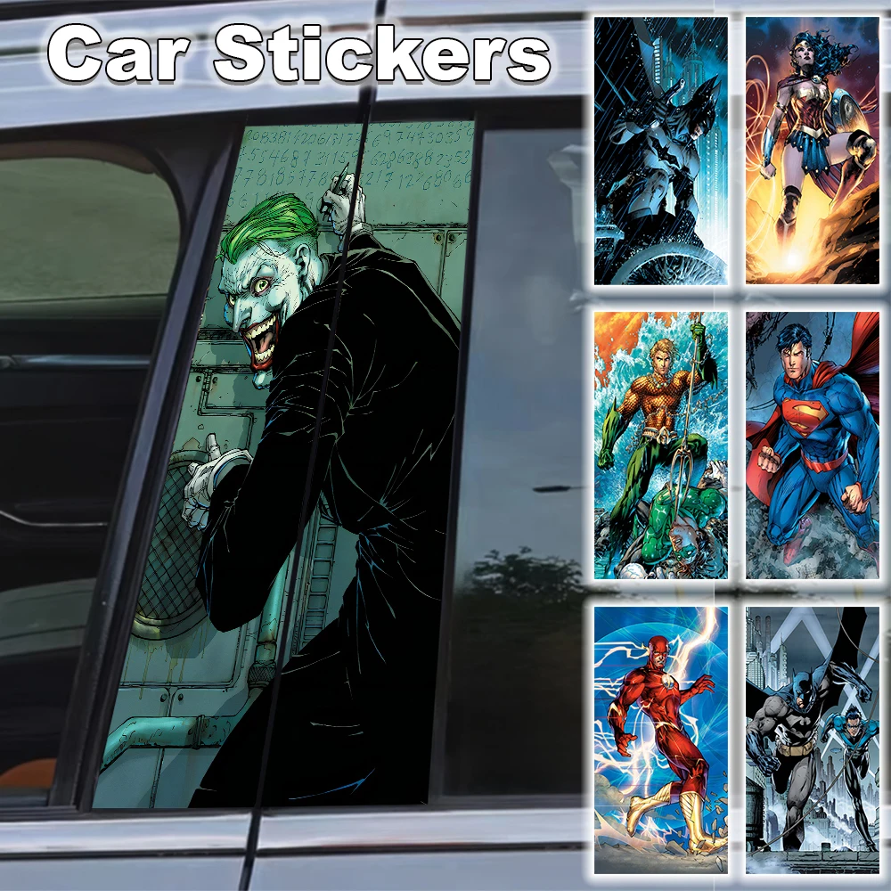 

DC Batman Car B Pillar Sticker Decal Waterproof Peel Stick Scratch Resistant Superman Self-adhesive Poster Accessorie Gift Joker