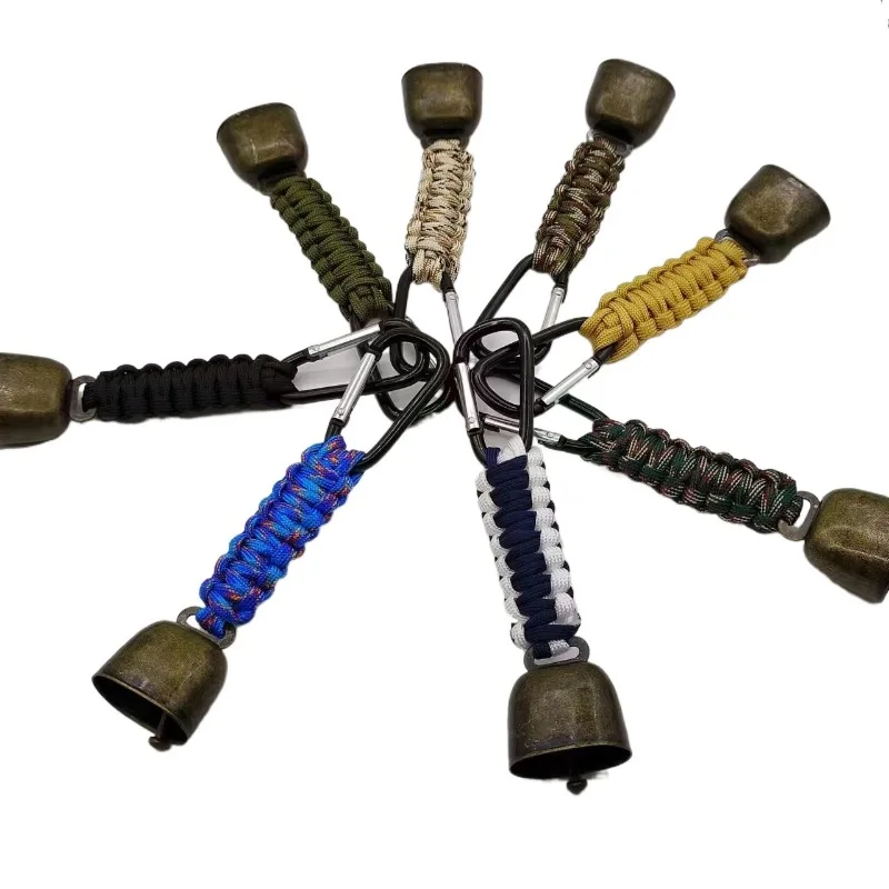4pc Camping Warning Bell Keychain with Clip Outdoor Survival Pendant for Backpack Hiking Emergency Gear
