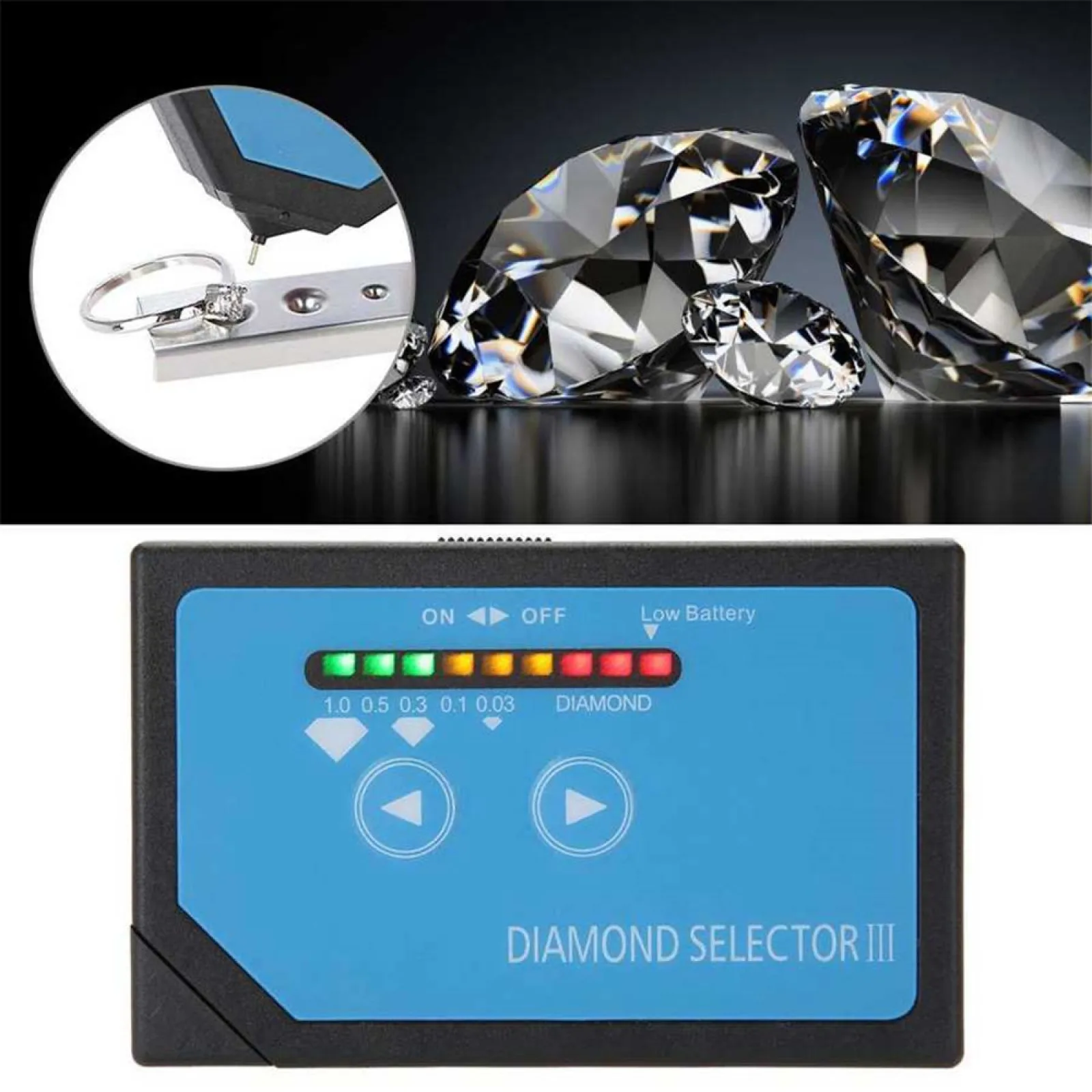 Credit Card Size Diamond Tester Selector III, Portable One-Touch Gemstone Detector with Red LED & Sound