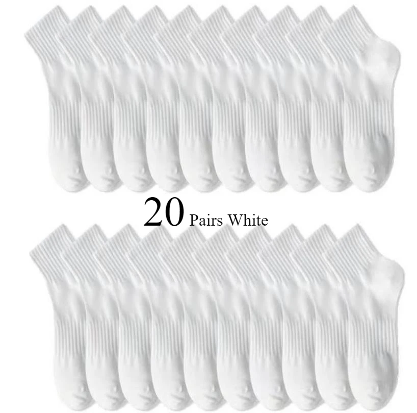 

10/20 пар мужских однотонных носков с круглым вырезом, весна-лето, впитывающие пот, дышащие, мягкие, удобные спортивные носки для пар