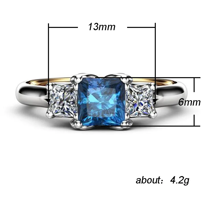 

s925 Silver Sapphire Women's Ring Wedding Party Jewelry Paired with Evening Dress Premium Two tone Blue Diamond Zircon Ring