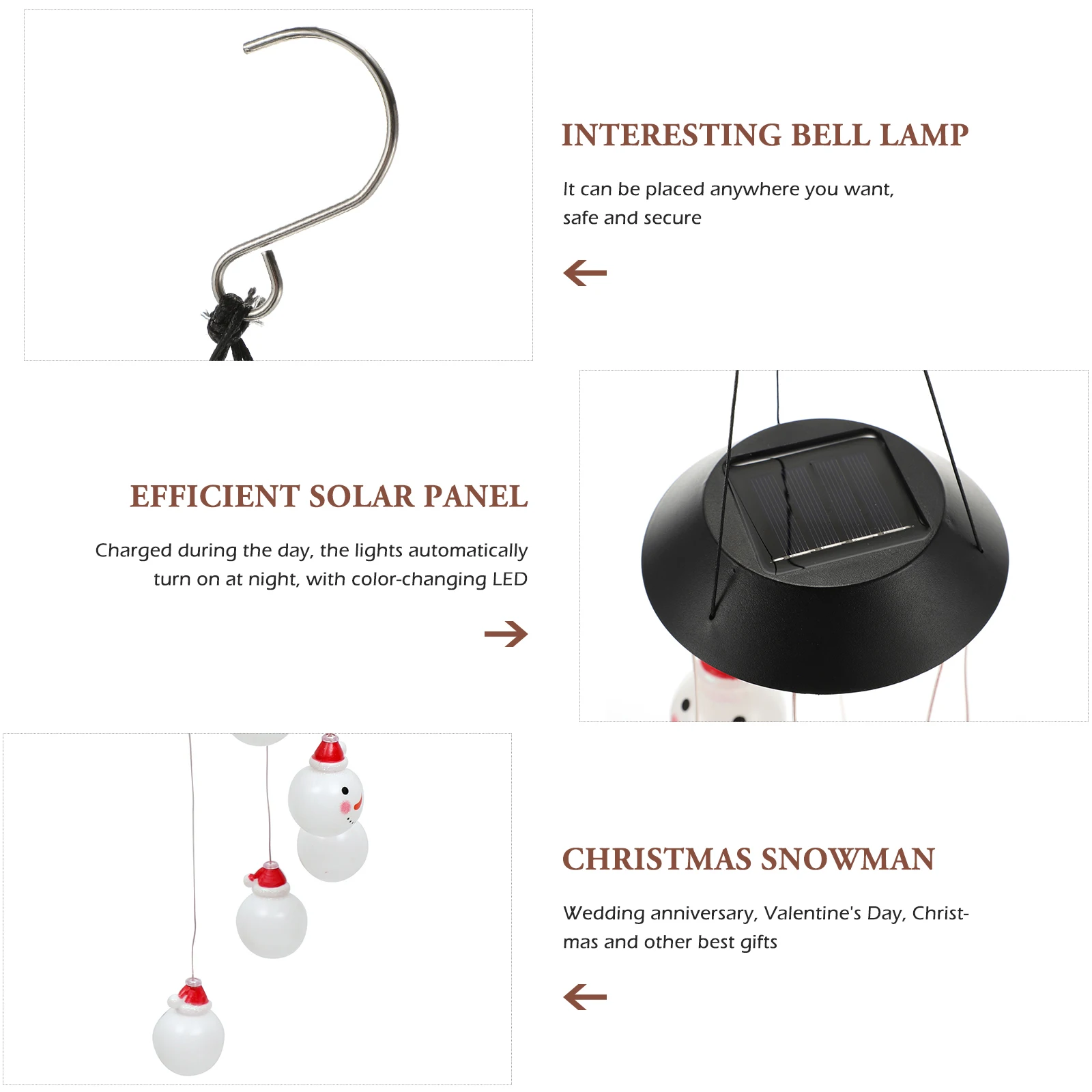 

Solar Wind Light Colorful LED Snowman Wind Chime Light Bell Lamp Garden Night Glow Waterproof Outdoor Indoor Gifts