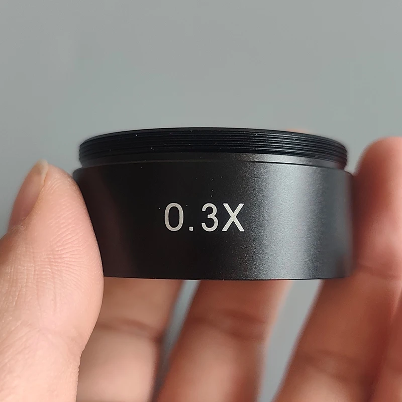 0.3X Barlow Lens Objective Microscope Auxiliary Objective Lens Mounting Thread 48mm Working Distance 250mm