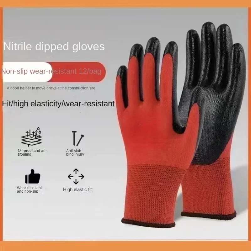 12 Pairs Gardening Gloves for Men Women Rubber Coated Work Garden Gloves Safety Work Gloves Construction