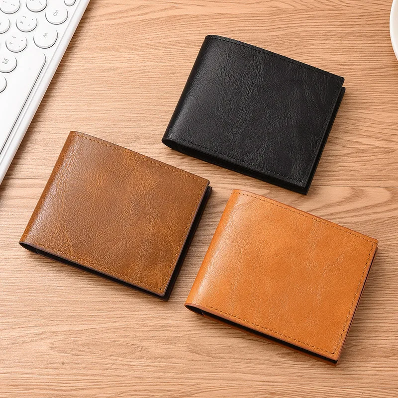 Horizontale Herrenbrieftasche, kurze Geldbörse, Herren-Studentenbrieftasche, Vintage-Geldbörse