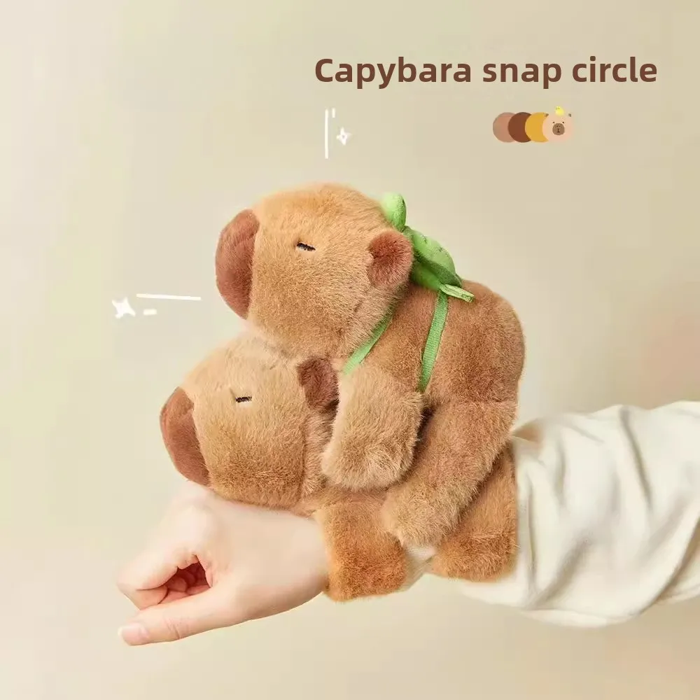 Rytanda capivara clap círculo brinquedos tapa snap envoltório pulseira capivara anel de mão de pelúcia diversão pop círculos crianças presente