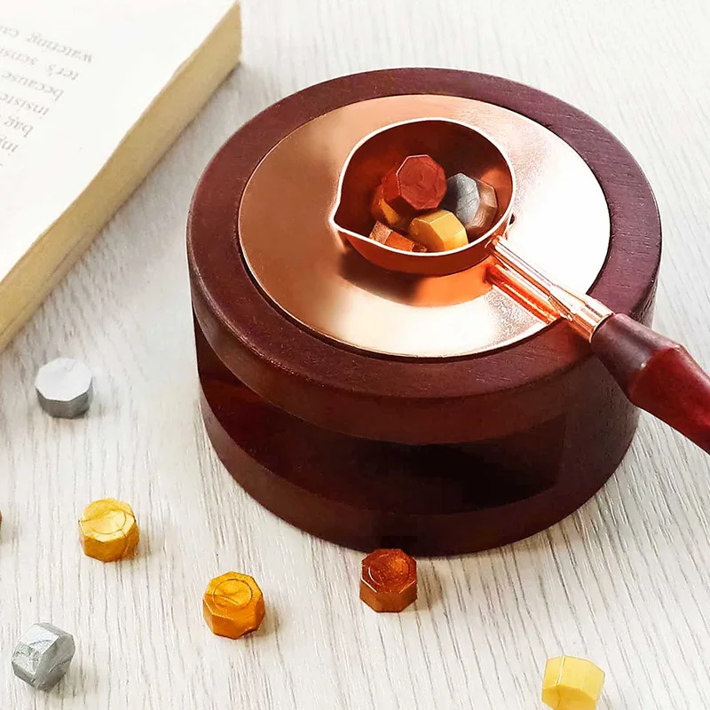 Retro Wax Seal Melting Glue Spoon Set Wax Seal Beads Sticks Warmer Wax Seal Stove DIY Crafts Tool Stamp Candle Craft