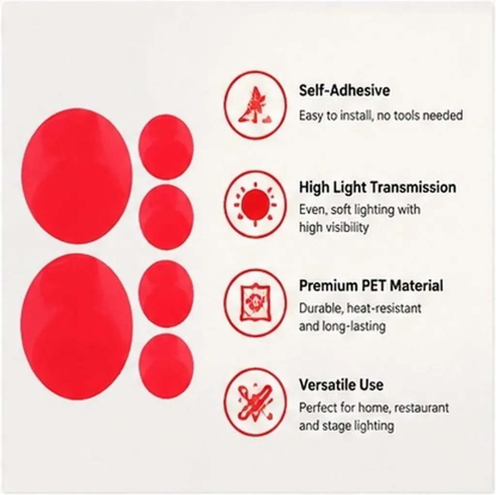20Pcs Warm Light Filter Stickers Self Adhesive Diffuser Film High Transmittance for Pendant Lamp Recessed Light Home Decor