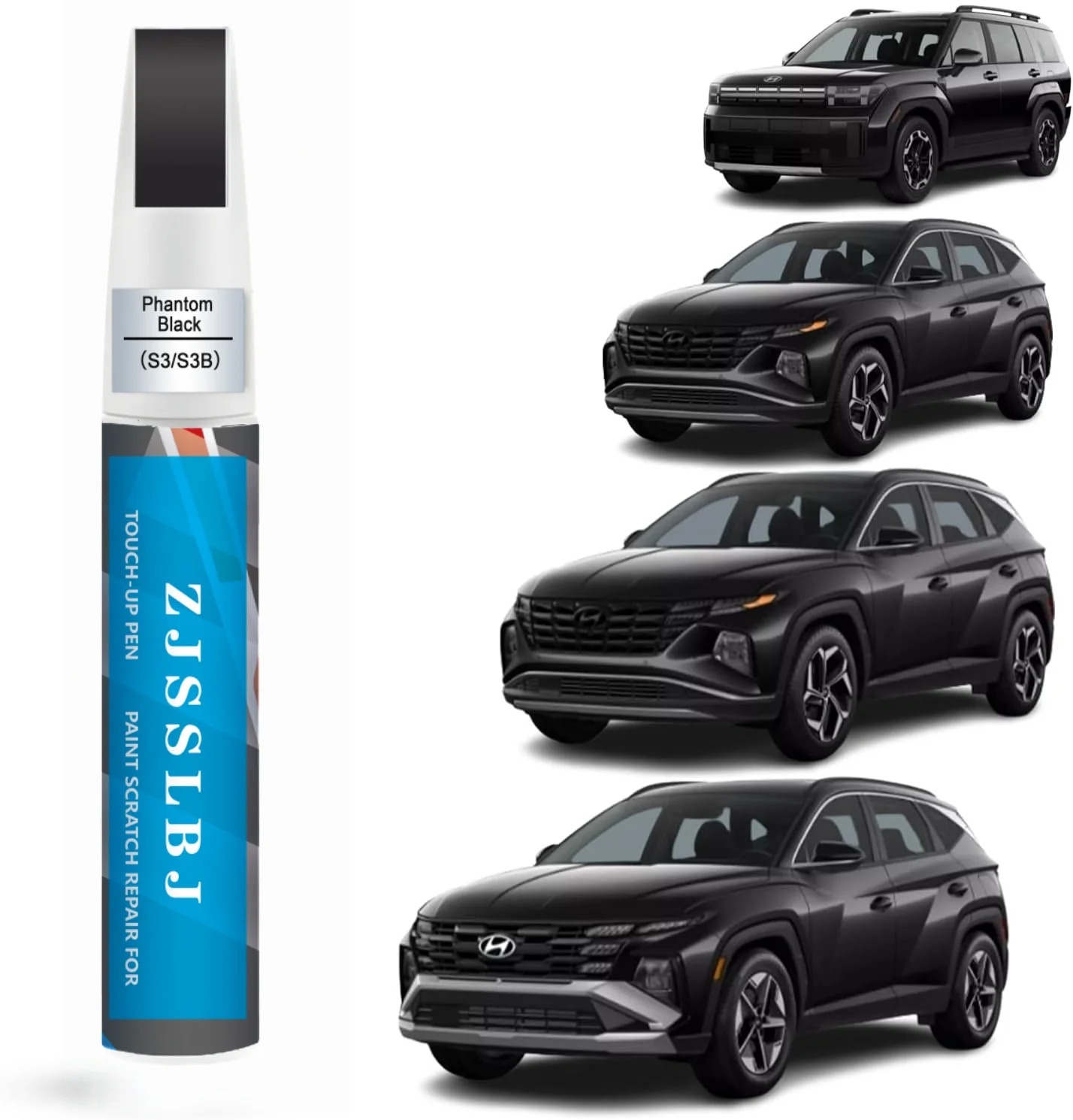 Car Touch Up Paint(Phantom Black(S3/S3B)) for Hyundai, Car Paint Scratch Repair Kit, Quick & Easy Solution to Repair, 2 in 1 Scr