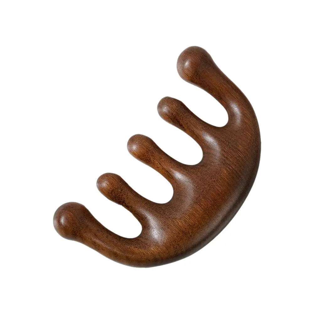 Wooden Massage Comb Head Face Scalp Gua Sha Massager Scraping Massage Natural Wide Facial Body Tooth Sandalwood B9X5