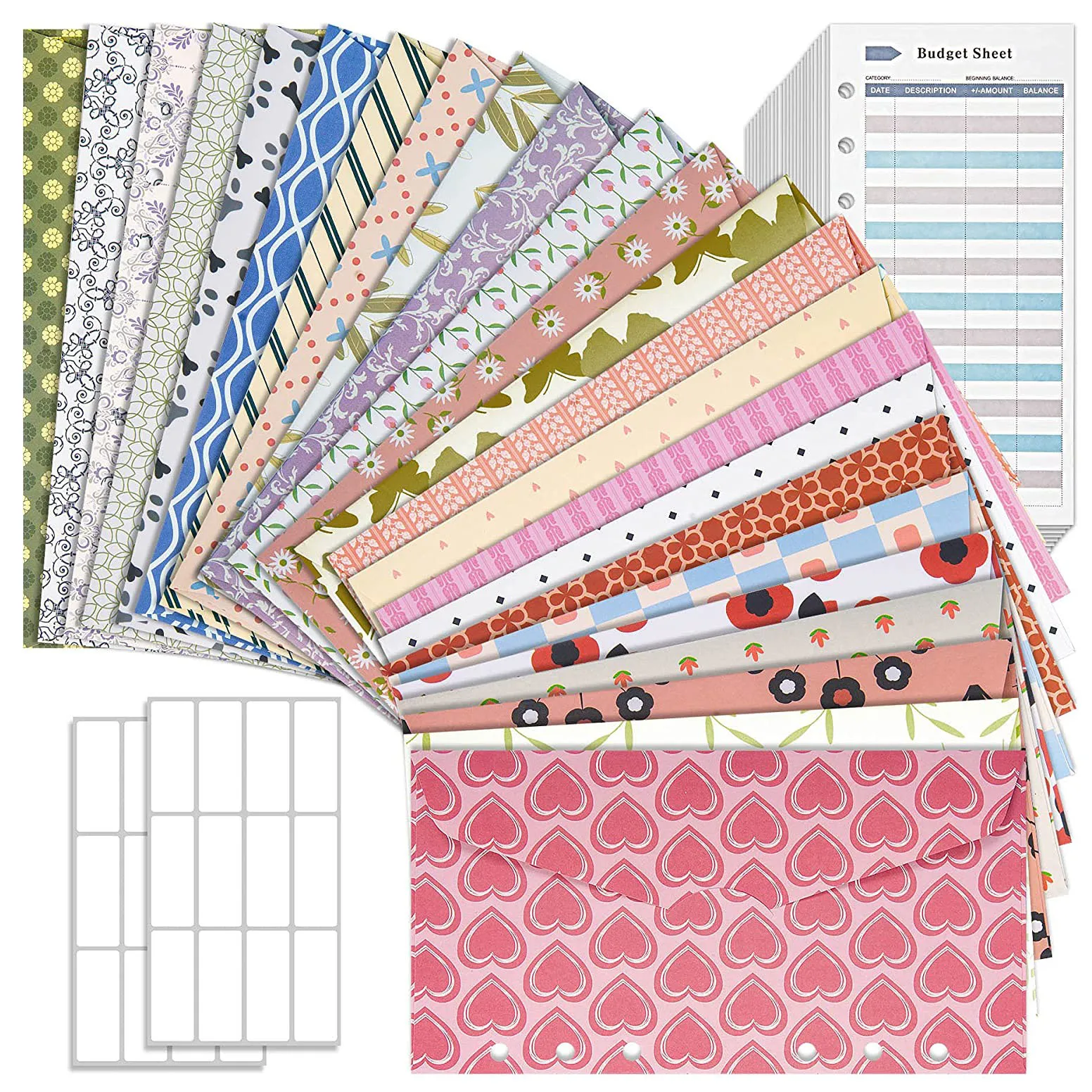 

52 Pcs Assorted Colors A6 Budget Binder Envelopes and 24 Expense Tracker Budget Sheets,Cash Envelopes Inserts for Budget Planner