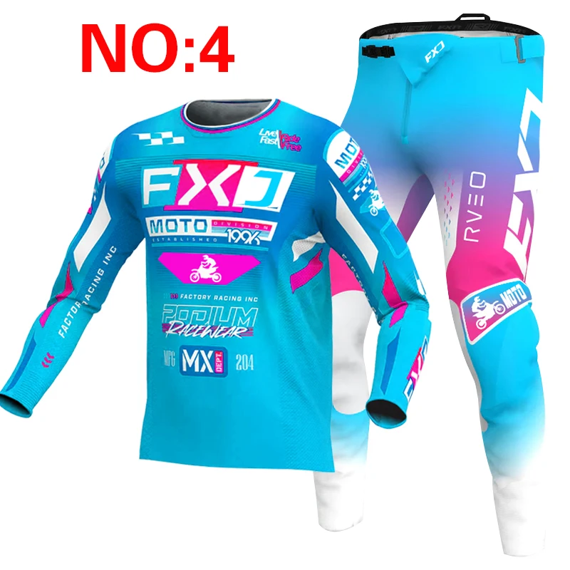 NEW FXJ yellow enduro motocross gear set mx jersey pants green motorbike clothing mtb carracing suit Off Road equipment view 5