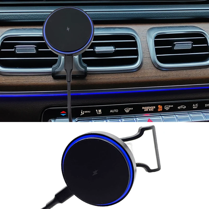 

For Mercedes-Benz GLE GLS 2020 2021 2022 2023 2024 2025 15W Phone Magnetic Wireless Charger Holder Stand Trim Accessories