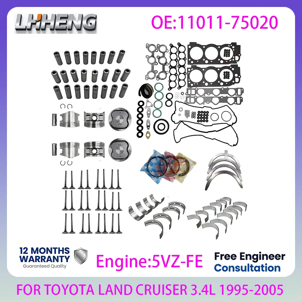 5VZ-FE Engine Rebuilding Kits set 3.4L 3.4 L T V6 GAS For TOYOTA HIACE HILUX LAND CRUISER TACOMA VZN18 VZN167 95-05 04111-62081