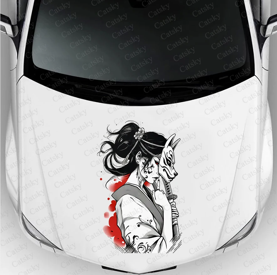 Japanese Geisha Car hood side sticker vinyl racing paint accessories self adhesive painting for truck suv car decal