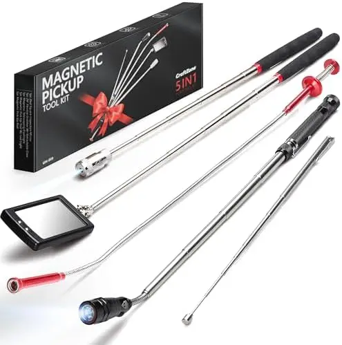 

Telescoping Magnetic Pickup Tool with LED Light & Inspection Mirrors – Perfect Gift for Men