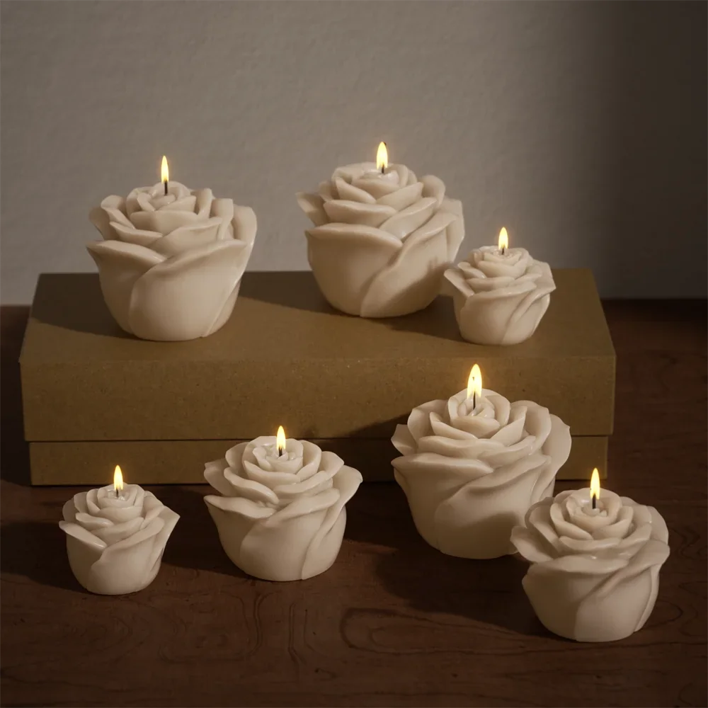 Rose Bloom Silicone Candle Mold Aromatic Candles Making Mould DIY Handmade Molds for Candles Home Ornament