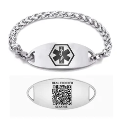 Medical Wristband Emergency Rescue Identity Disease Information Record ID Storage QR Code Double-sided Adjustable Bracelet