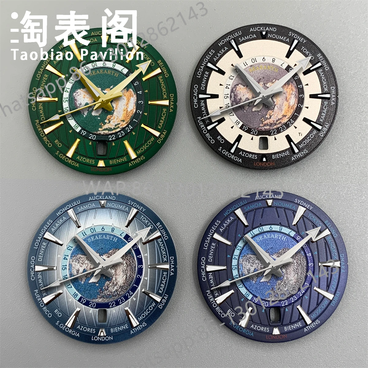 33.5Mm Universal Time dial, suitable for NH35 movement C3 green luminous light, watch modification accessories