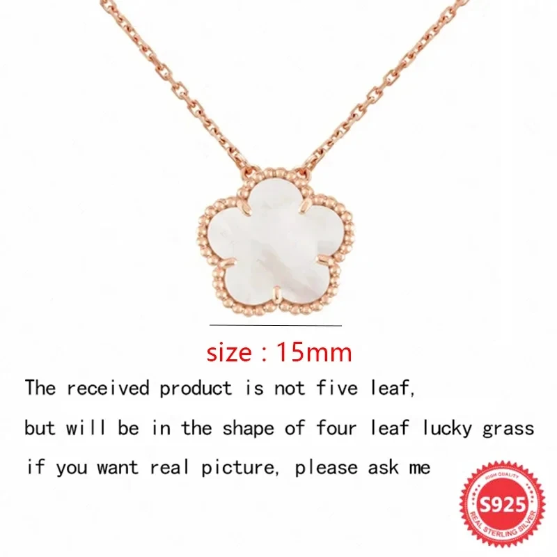 High Quality Stylish 925 Silver Vca Rose Gold Gemstone Set Pendant Necklace