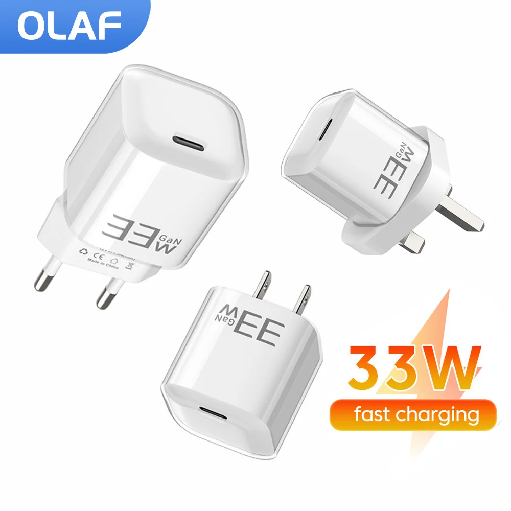 Single PD33W Quick Charger High Power Fast Charging Travel Type C Charger Adapter for iphone 15 16 17 Samsung Phone Charger